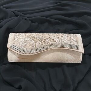 Vintage fabric hand clutch in rose gold color for women party collection #573